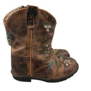 Smoky Mountain Boots Girl's Size 9R Florence Brown Leather Floral Western Boots